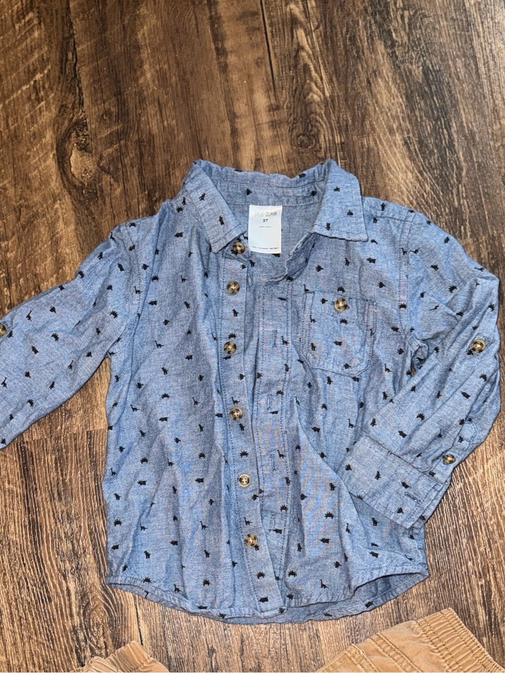 okie dokie Light Blue Button-Down Shirt with Tiny Black Print